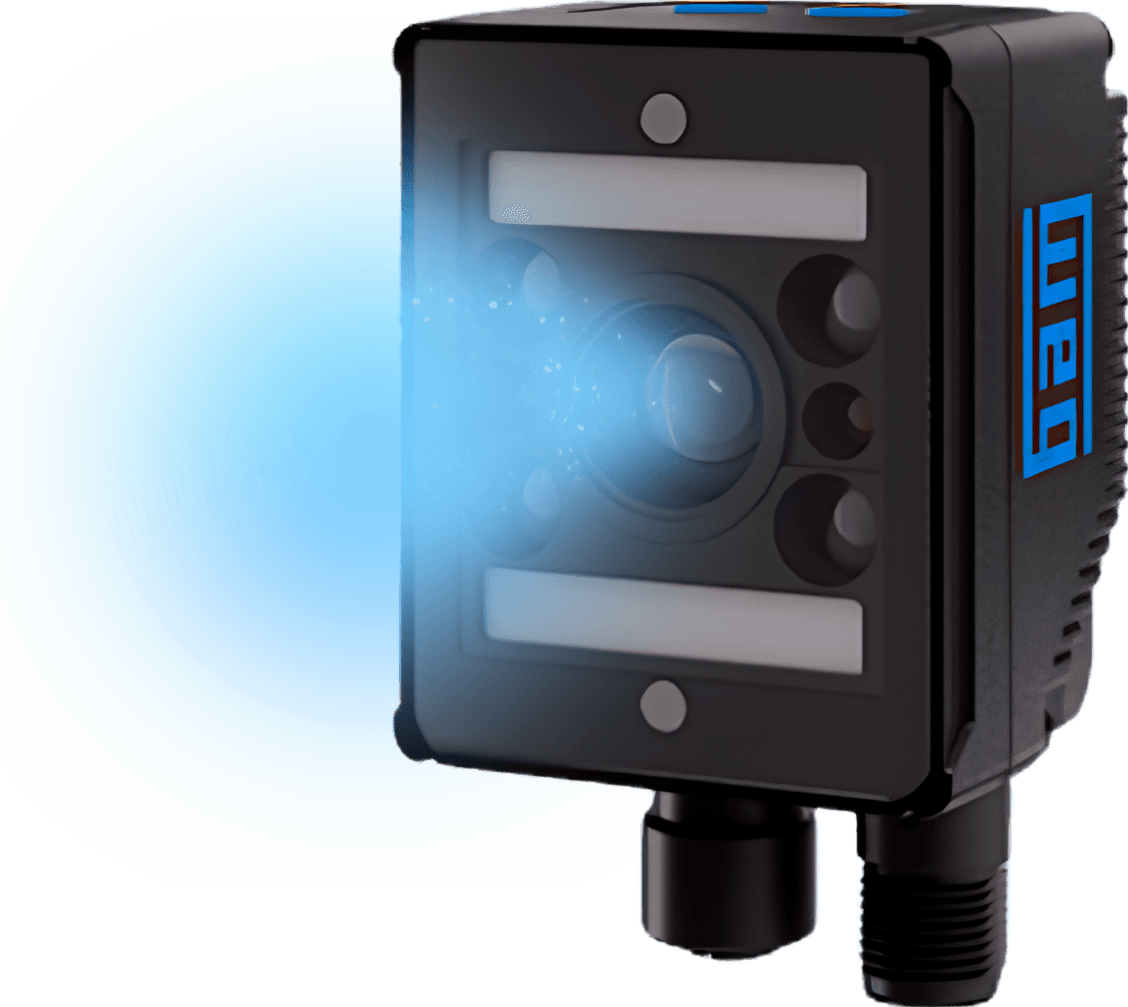 WEG Smart Vision Sensor, câmera industrial compacta com sensor, iluminação e processamento embarcados numa única unidade.