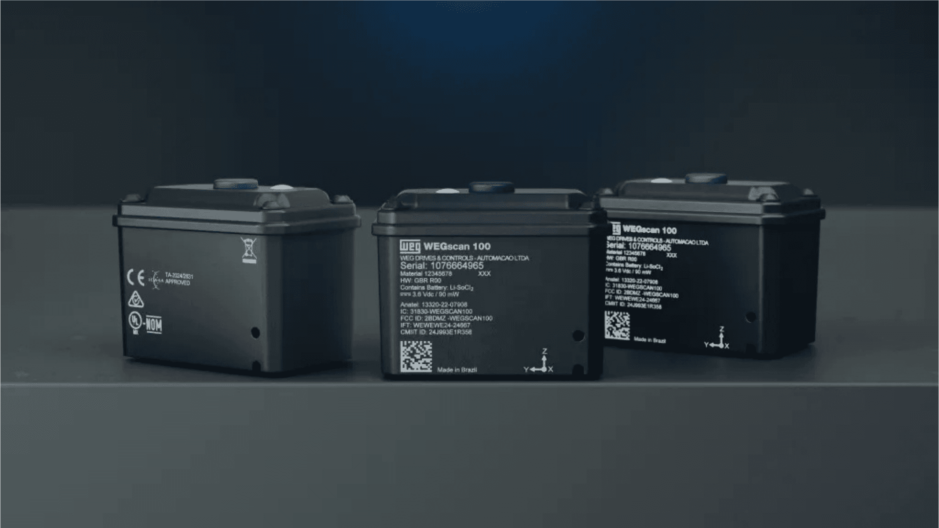 Sensores WEGscan 100 de monitoramento de ativos sobre bancada